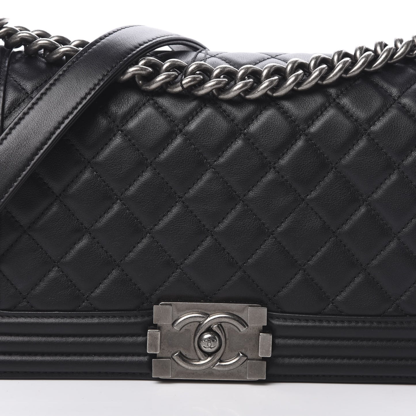 Calfskin Quilted Medium Boy Flap Black