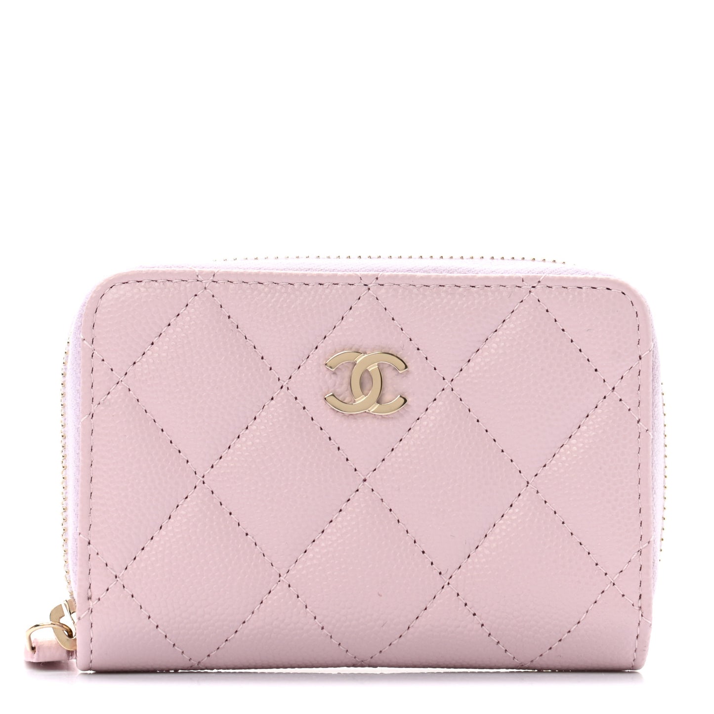 Caviar Quilted Zip Coin Purse Light Pink
