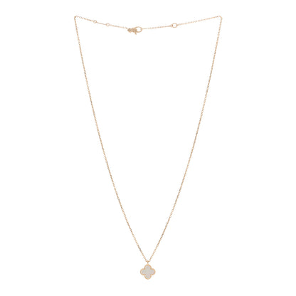 Van Cleef & Arpels 18K Yellow Gold Mother of Pearl Sweet Alhambra Pendant Necklace 3 of 6