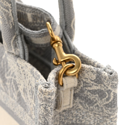 Christian Dior Canvas Embroidered Toile De Jouy Reverse Mini Book Tote With Strap Grey 14 of 14