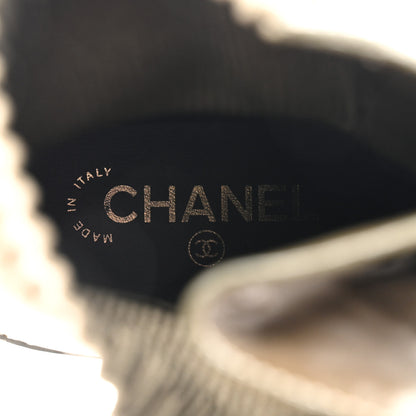 Chanel Calfskin Knit Lace Up Combat Boots 39.5 Green 7 of 10