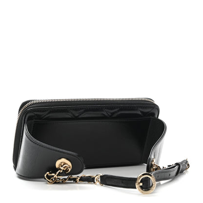 Chanel Shiny Lambskin Gusset Zip Around Waist Belt Wallet Black 3 of 10