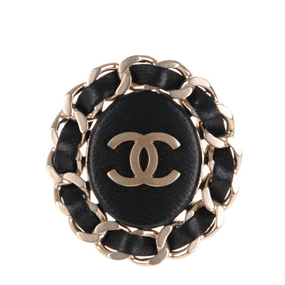 Chanel Lambskin CC Brooch Black Gold 1 of 5