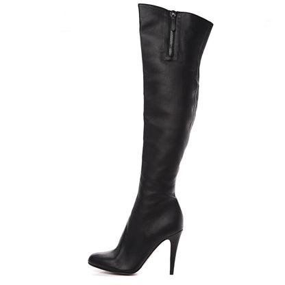 Valentino Garavani Calfskin Over The Knee Boots 39.5 Black 1 of 10