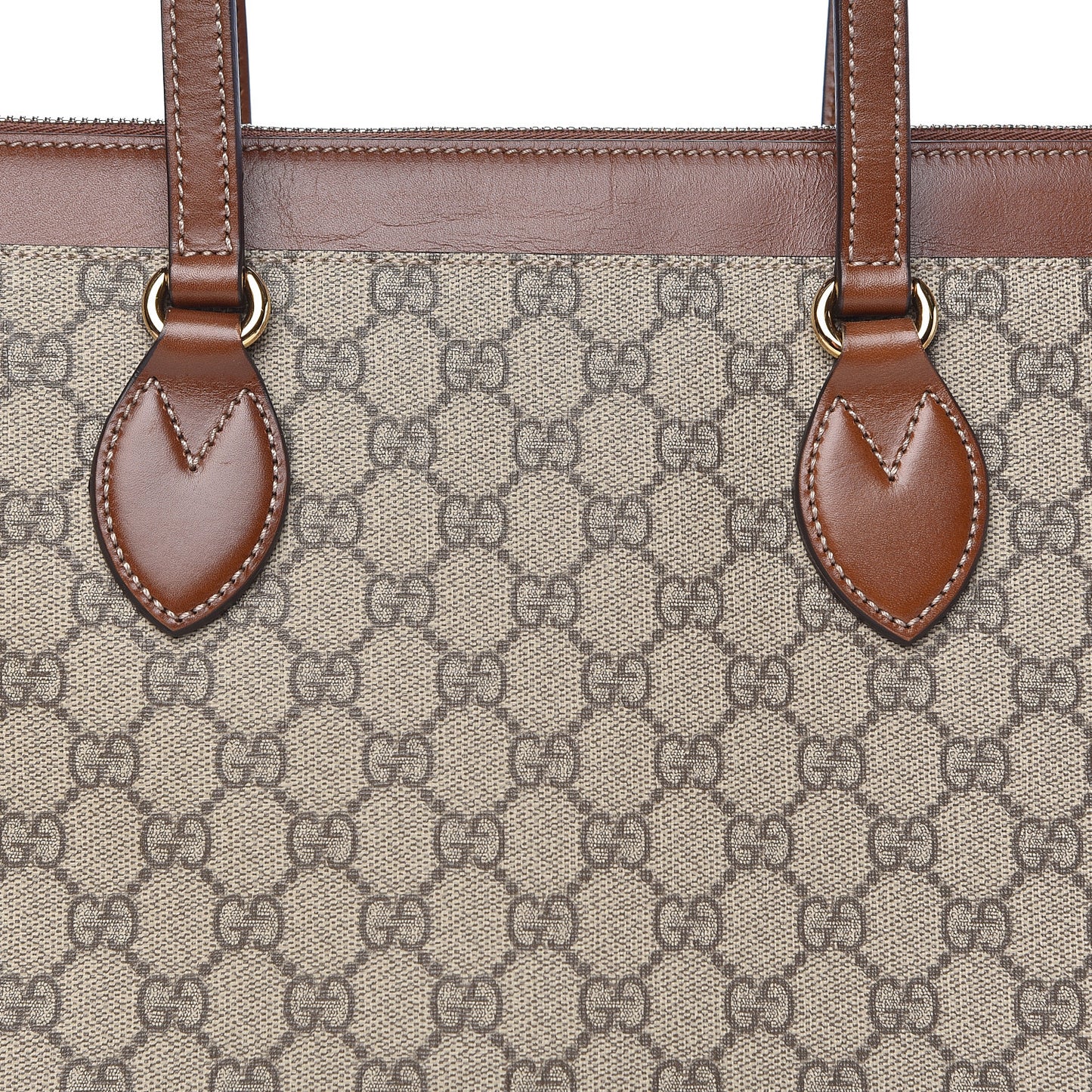 GG Supreme Monogram Medium Zippered Bucket Tote Beige Tuscany