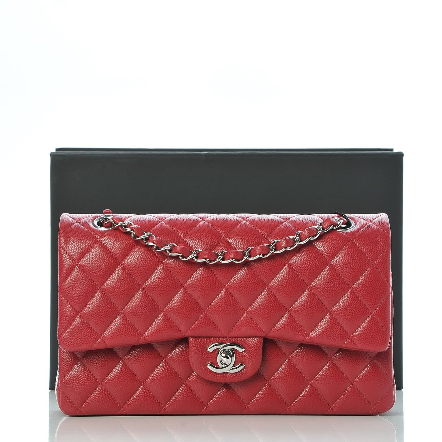 Caviar Quilted Medium Double Flap Pink