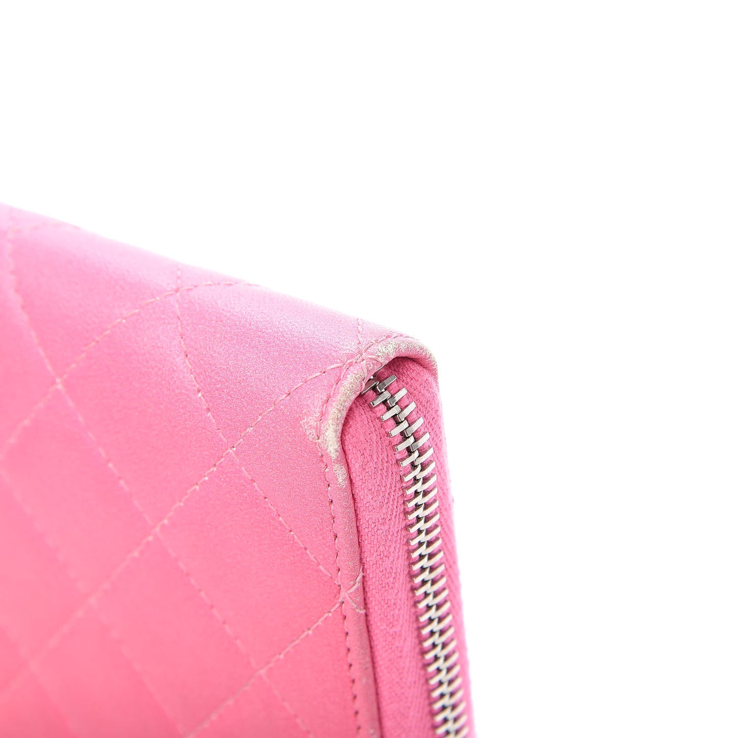 Ombre Patent Calfskin Quilted Large Gusset Zip Around Wallet Pink