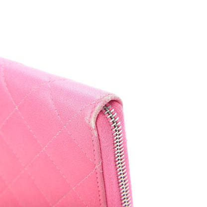 Chanel Ombre Patent Calfskin Quilted Large Gusset Zip Around Wallet Pink 14 of 14