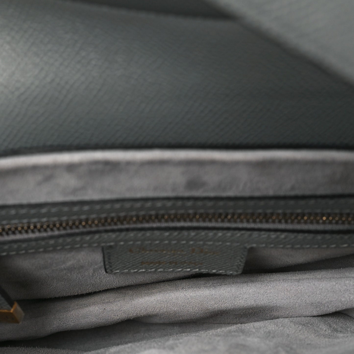 Grained Calfskin Saddle Bag Grey Stone