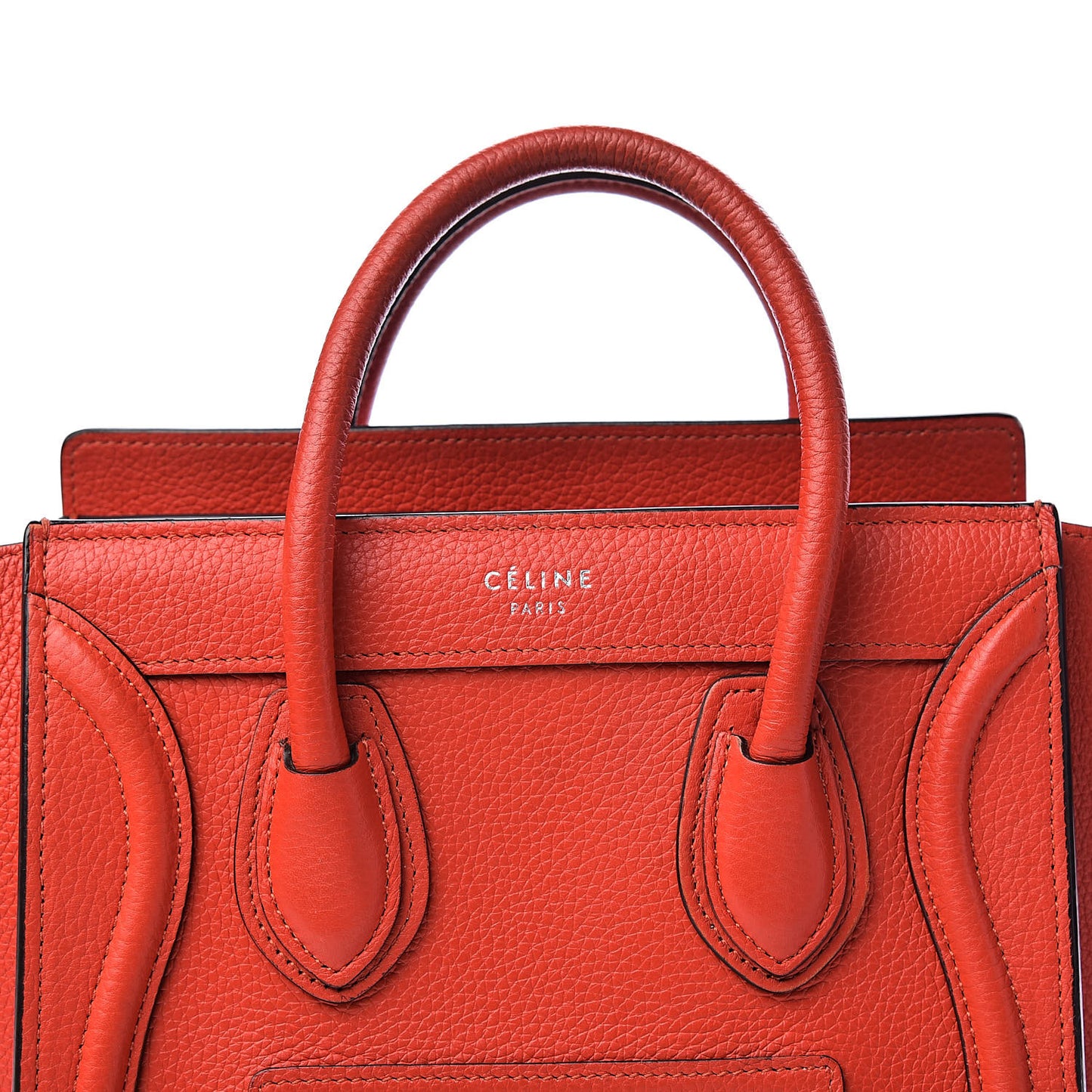 Drummed Calfskin Nano Luggage Vermillion