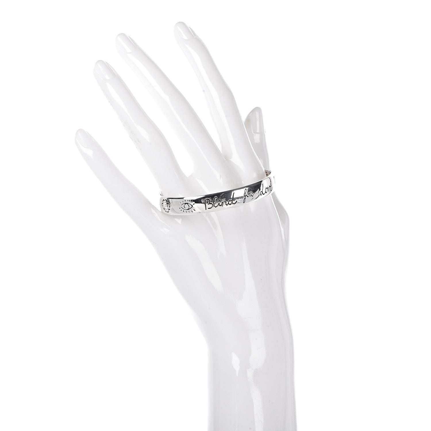 Gucci Sterling Silver Blind for Love Cuff Bracelet 2 of 5
