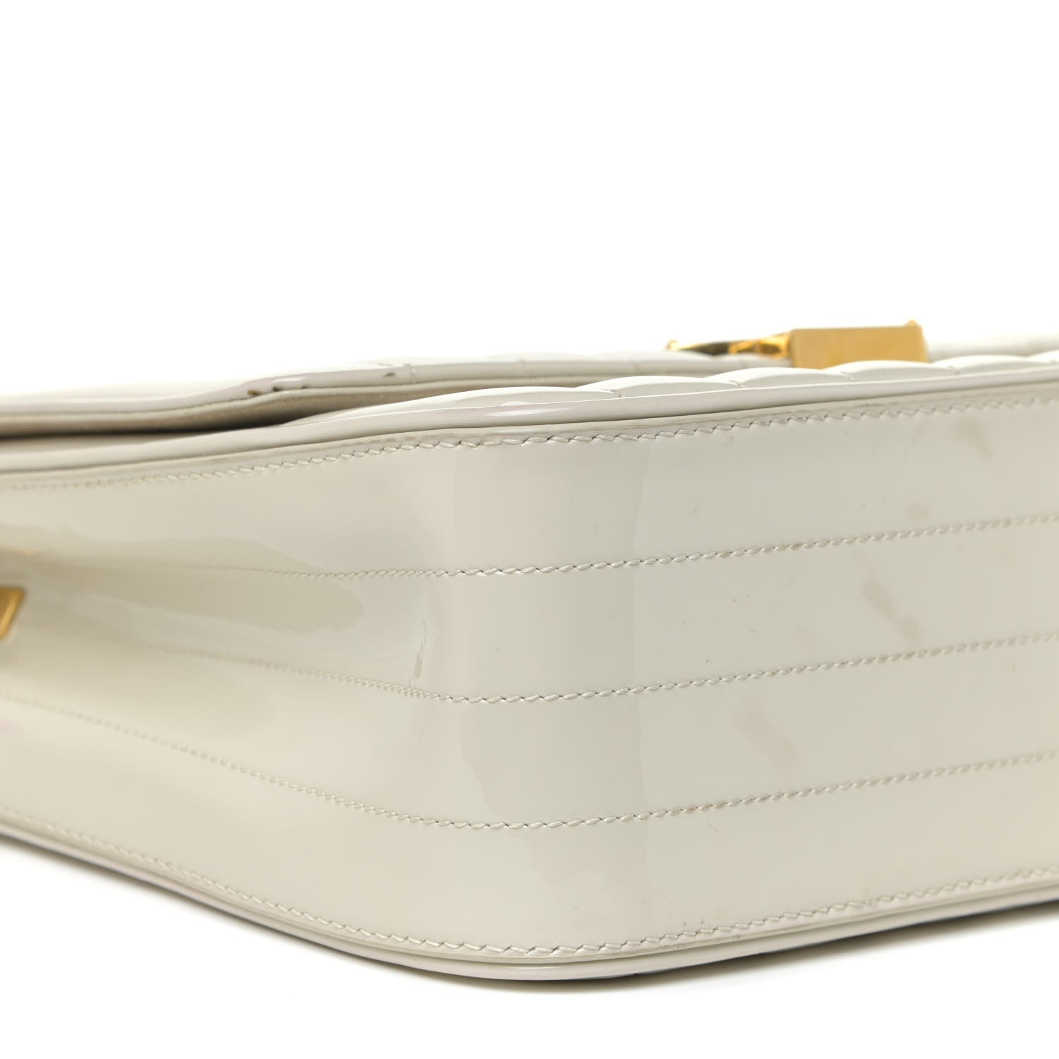 Saint Laurent Patent Matelasse Monogram Large Vicky Chain Bag White 5 of 26