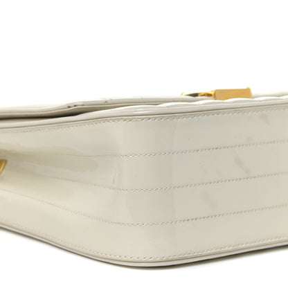 Saint Laurent Patent Matelasse Monogram Large Vicky Chain Bag White 5 of 26