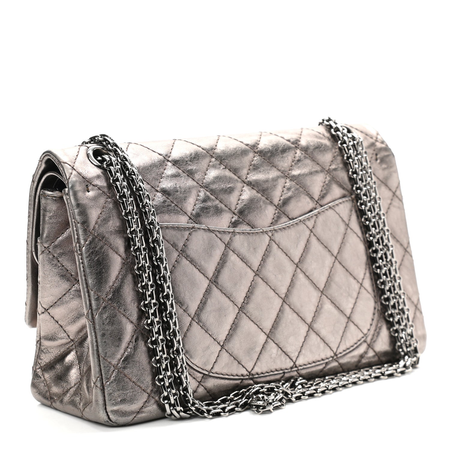 Chanel Metallic Aged Calfskin Quilted 2.55 Reissue 226 Flap Dark Silver 3 of 21