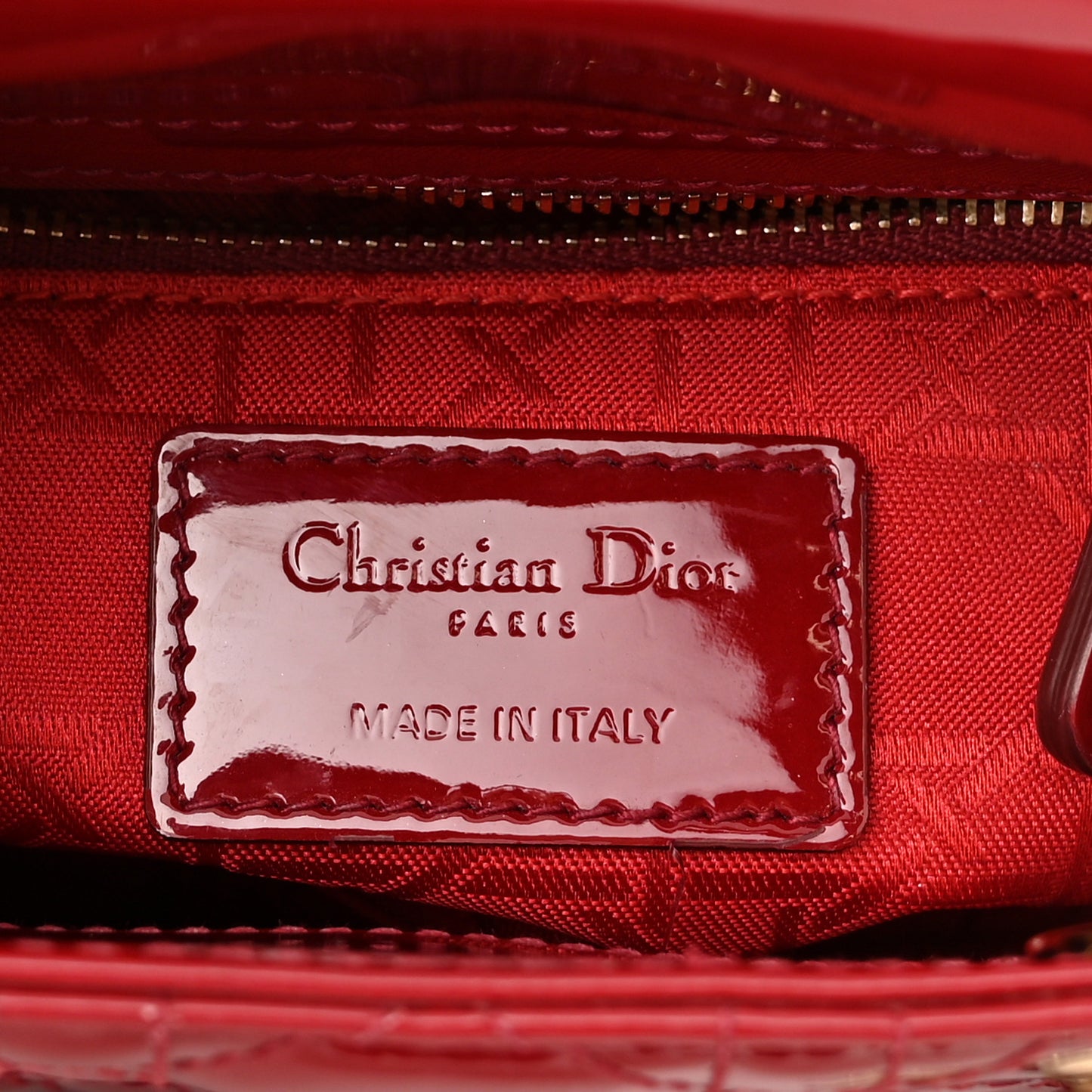 Patent Cannage Mini Lady Dior Red