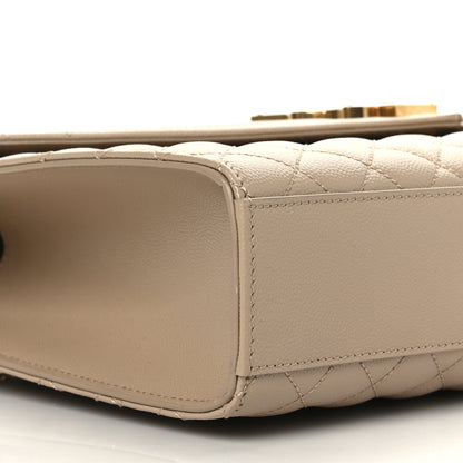 Saint Laurent Grain De Poudre Mixed Matelasse Large Triquilt Monogram Satchel Dark Beige 8 of 9