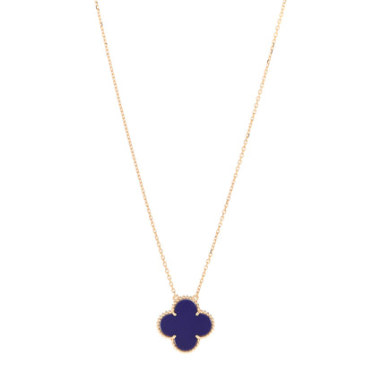 Van Cleef & Arpels 18K Yellow Gold Blue Sevres Porcelain Magic Alhambra Vendome Necklace 1 of 6