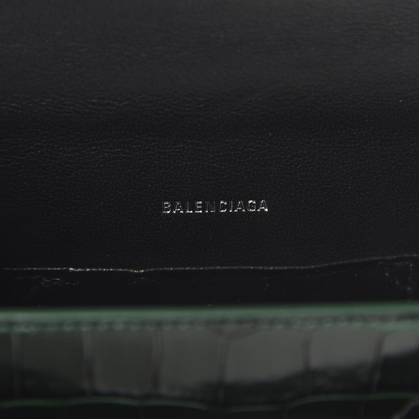 Shiny Calfskin Crocodile Embossed XS Sharp Top Handle Bag Forest Green