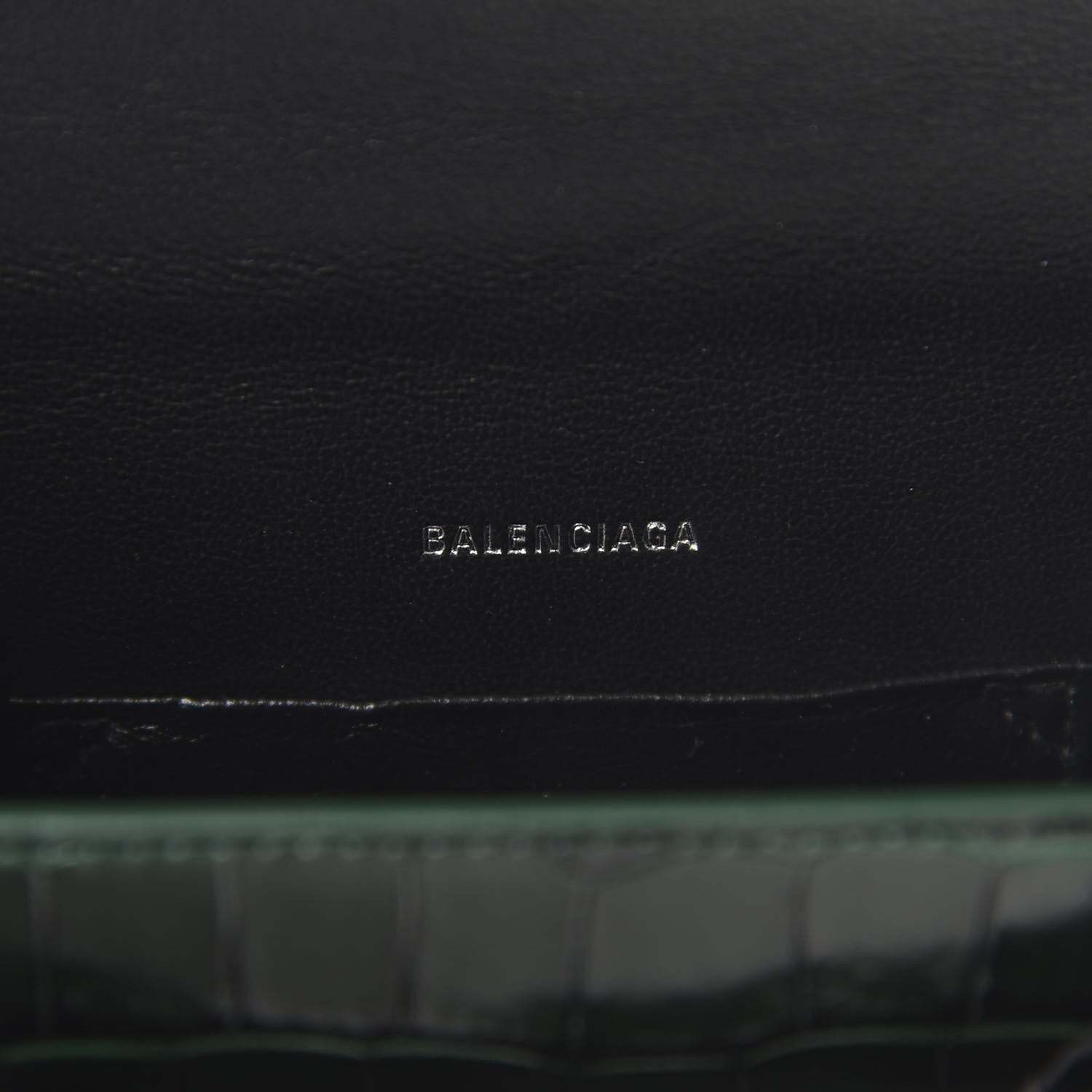 Balenciaga Shiny Calfskin Crocodile Embossed XS Sharp Top Handle Bag Forest Green 8 of 9