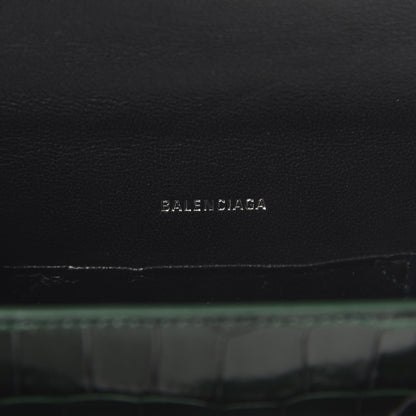 Balenciaga Shiny Calfskin Crocodile Embossed XS Sharp Top Handle Bag Forest Green 8 of 9