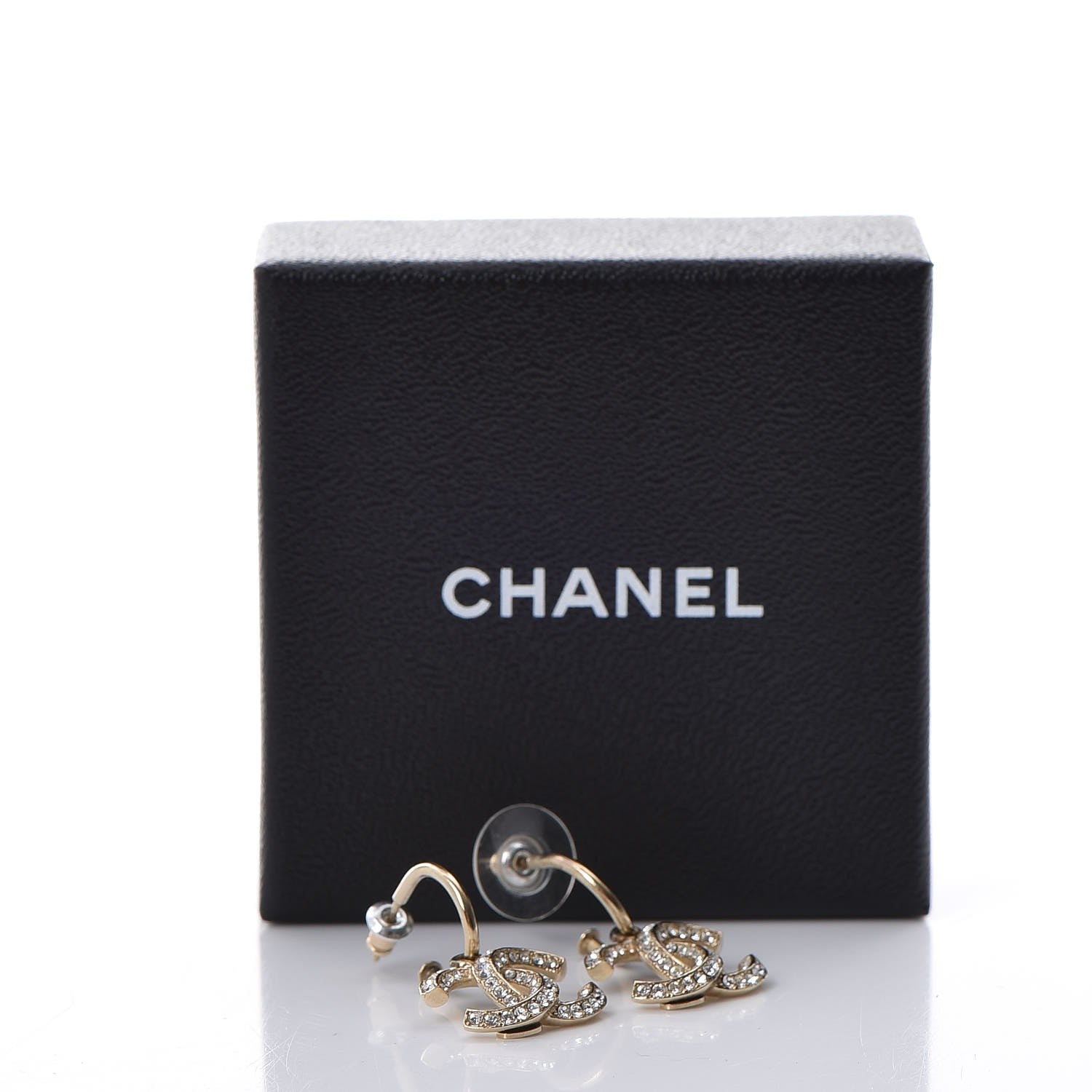 Chanel Crystal CC Dangle Earrings Gold 8 of 8