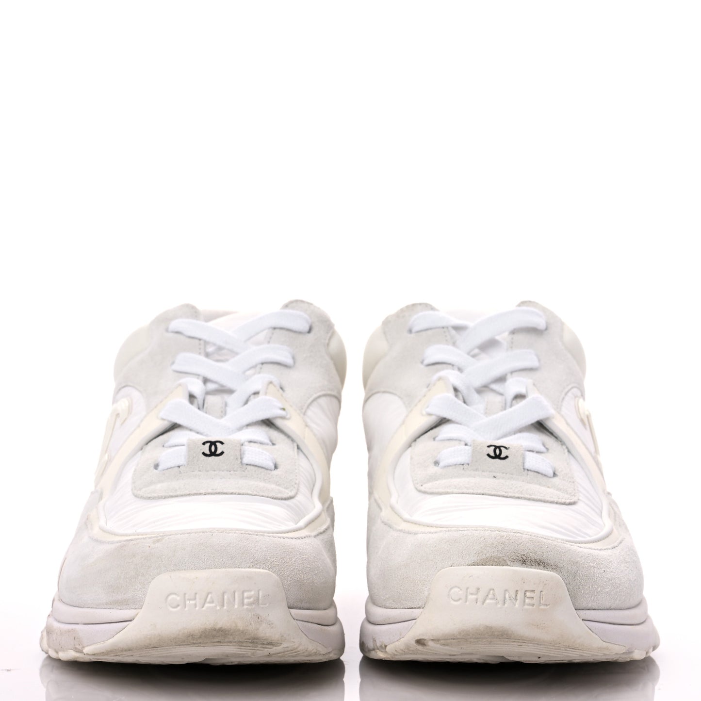 Suede Calfskin Fabric CC Sneakers 39.5 White