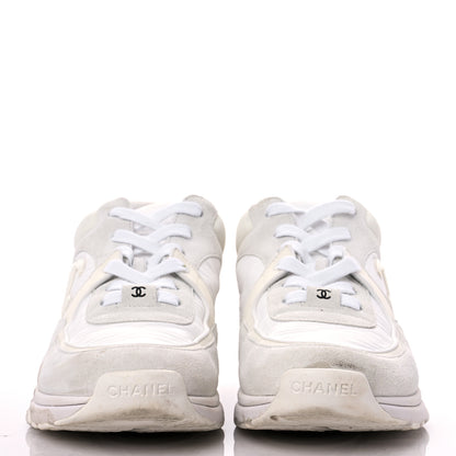 Chanel Suede Calfskin Fabric CC Sneakers 39.5 White 2 of 15