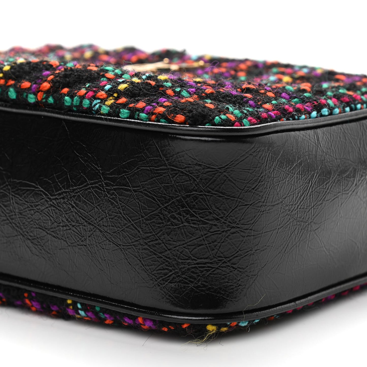 Tweed Calfskin Monogram Lou Camera Bag Black