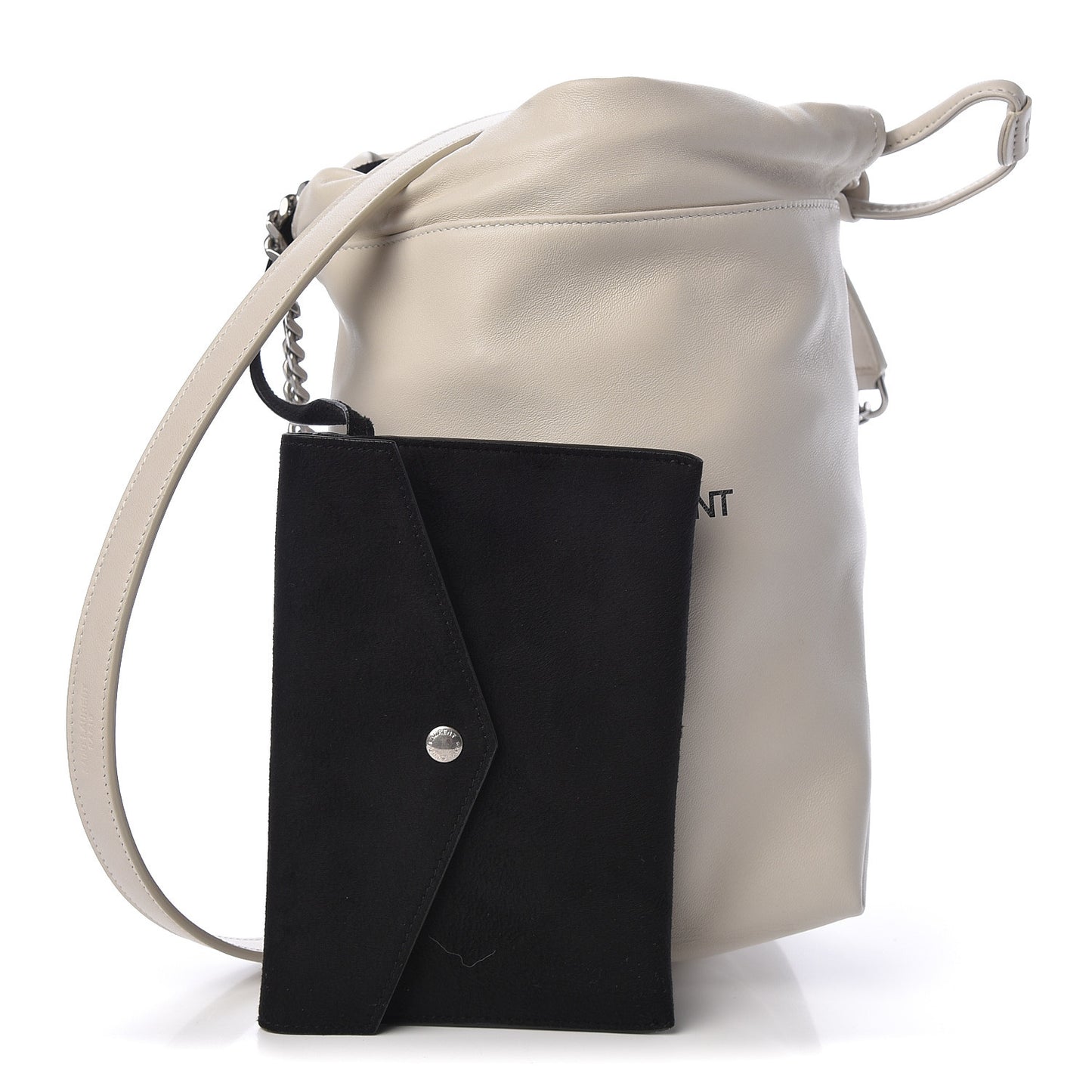 Lambskin Small Teddy Bucket Bag White