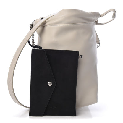 Saint Laurent Lambskin Small Teddy Bucket Bag White 3 of 10