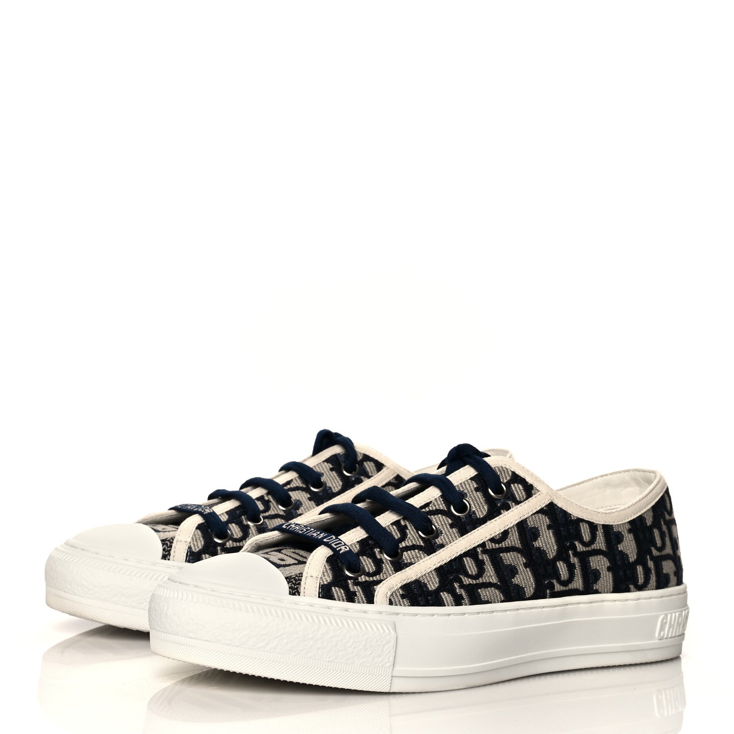 Christian Dior Canvas Oblique Walk'N'Dior Low Top Sneakers 39.5 Deep Blue 3 of 9