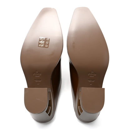 Fendi Vitello Abrasivato FF Cut Mules 37 Cuoio 5 of 9