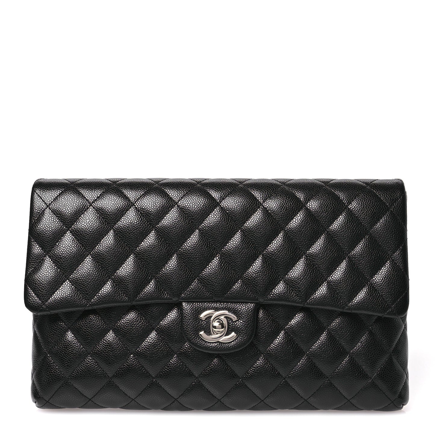 Caviar Quilted Flap Clutch Black