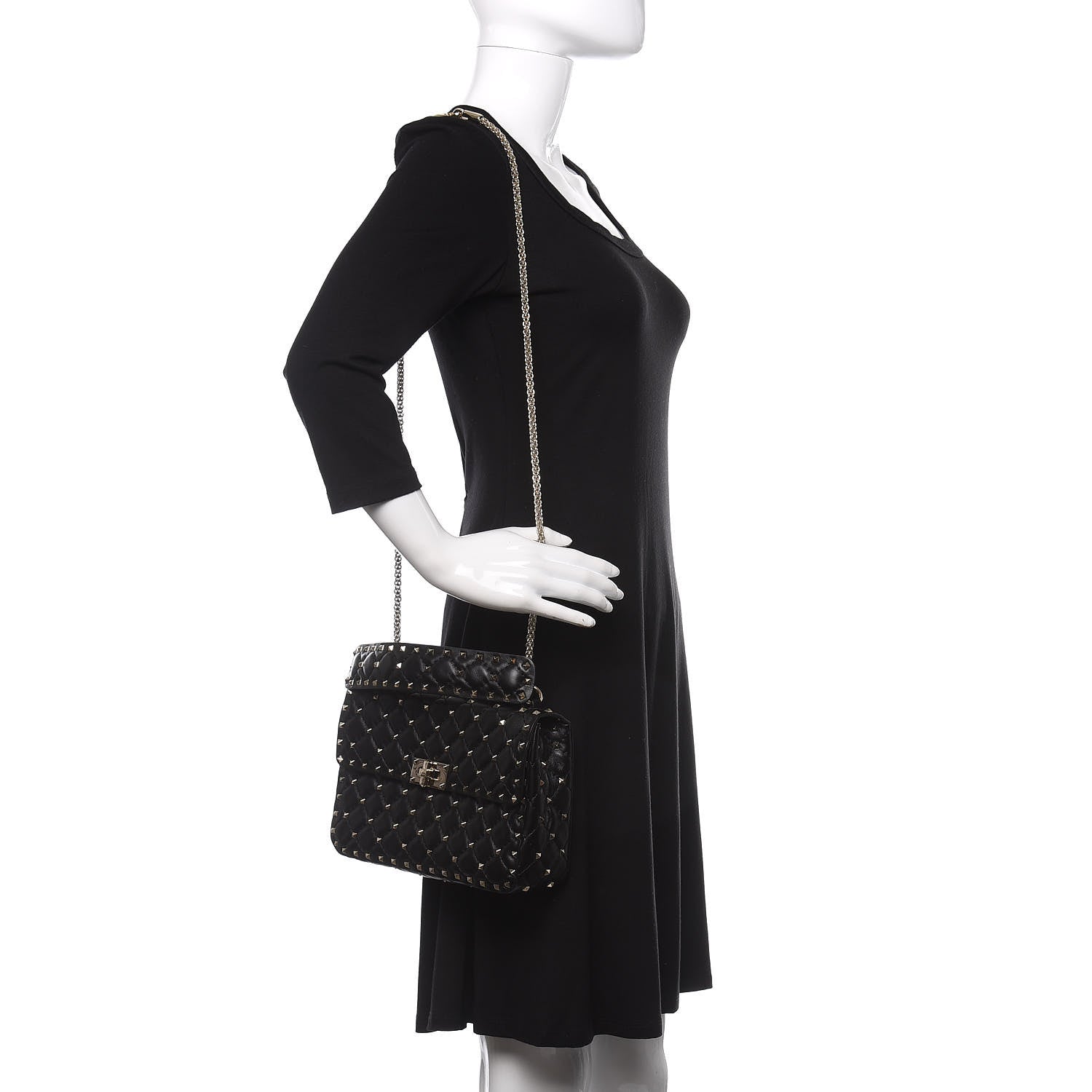 Valentino Garavani Lambskin Medium Rockstud Spike Shoulder Bag Black 2 of 10
