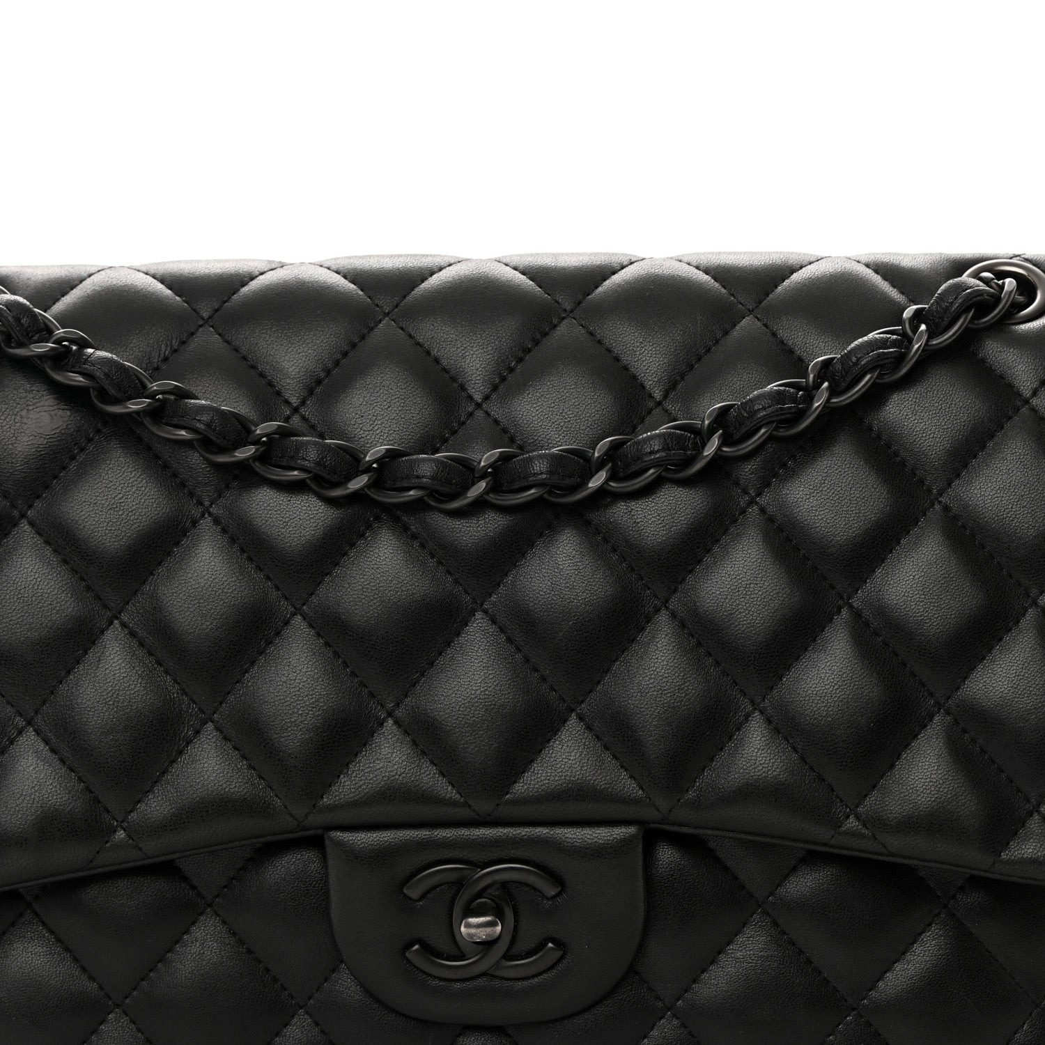 Chanel Lambskin Quilted Jumbo Double Flap So Black 8 of 14