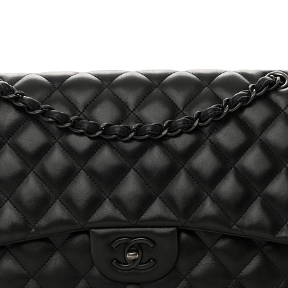 Chanel Lambskin Quilted Jumbo Double Flap So Black 8 of 14