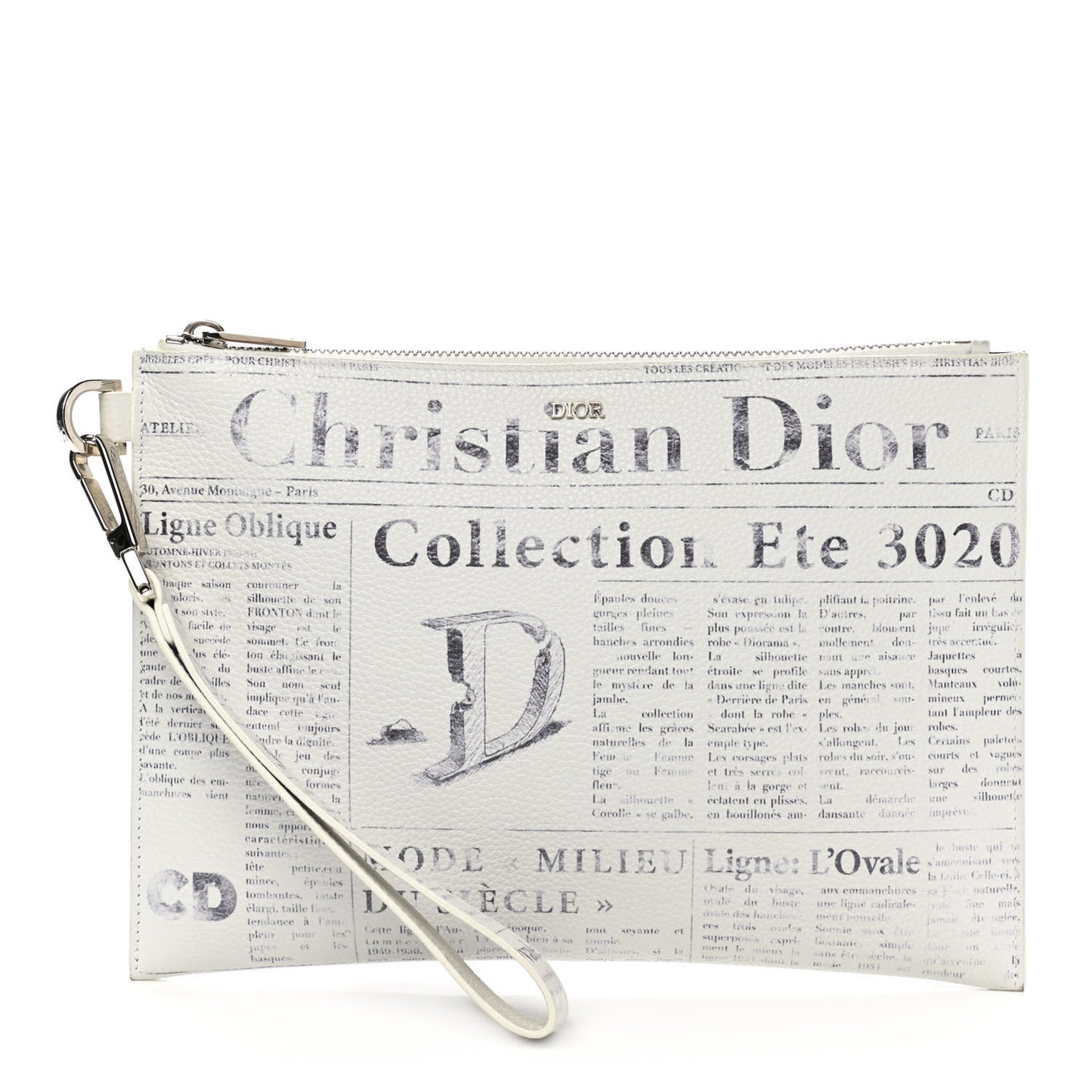 X DANIEL ARSHAM Grained Calfskin Newspaper Wristlet White