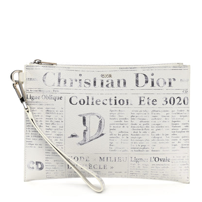 Christian Dior X DANIEL ARSHAM Grained Calfskin Newspaper Wristlet White 1 of 7