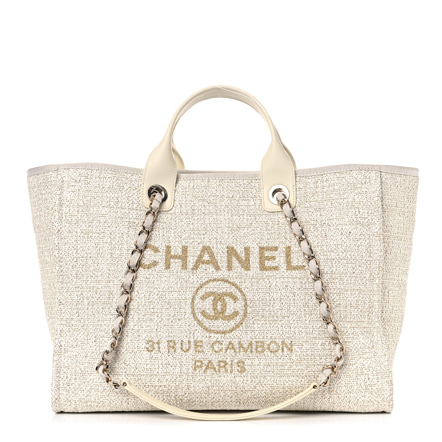 Chanel Lurex Boucle Medium Deauville Tote White 1 of 11