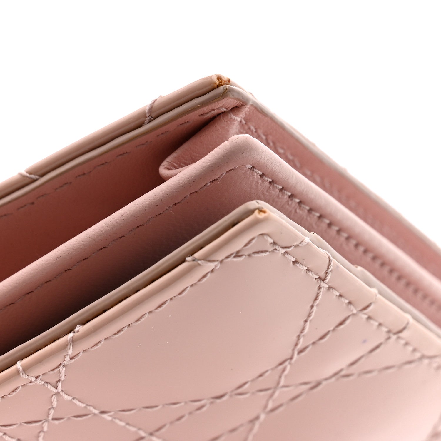 Christian Dior Patent Cannage Lady Dior Bloom Card Holder Rose