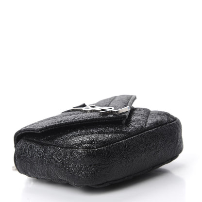 Saint Laurent Metallic Crackled Calfskin Chevron Monogram Micro Crossbody Bag Black 4 of 10