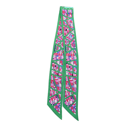 Hermes Silk Rive Droite Rive Gauche Twilly Vert Rose Bleu 2 of 3