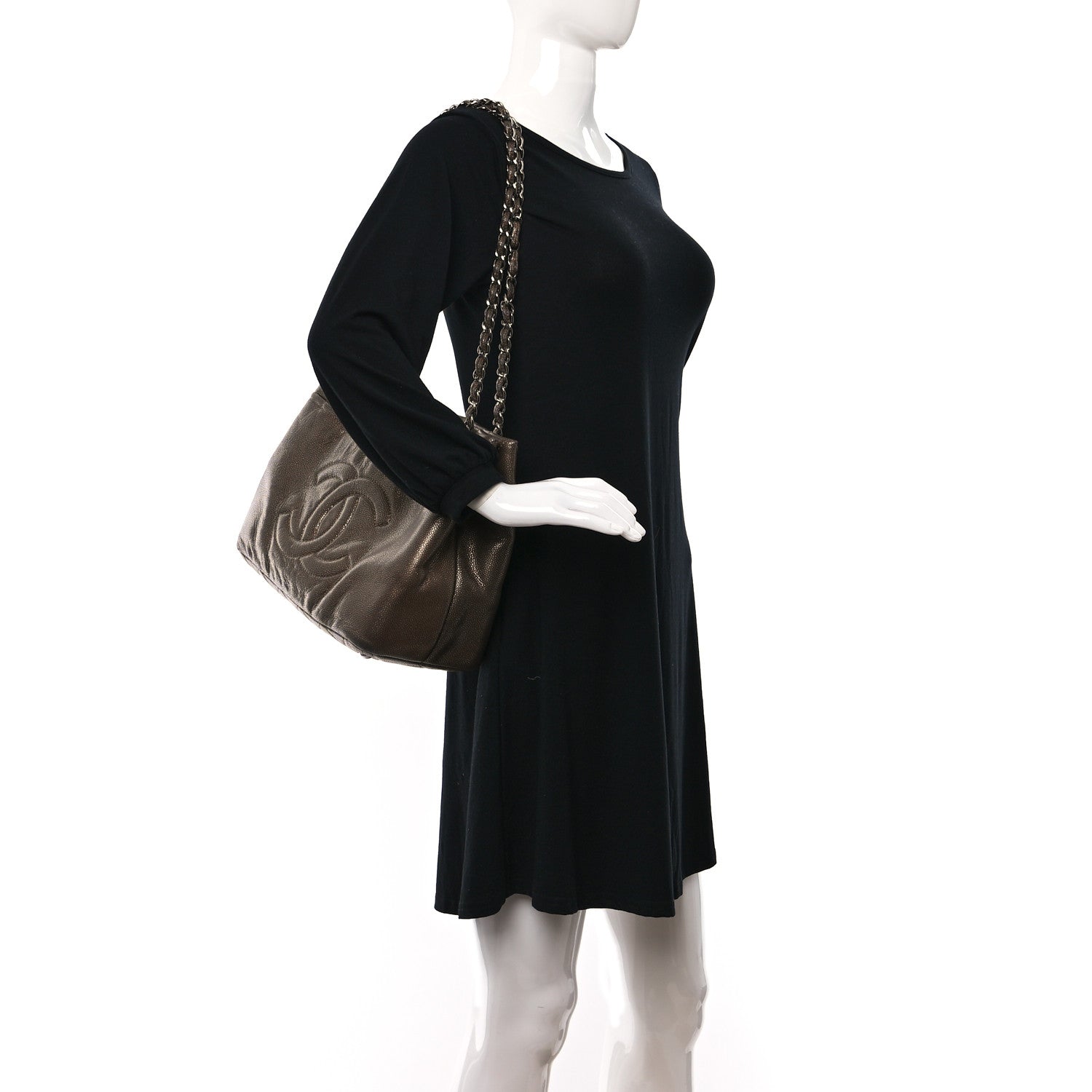 Chanel Metallic Caviar Quilted Large Timeless CC Soft Tote Bronze 2 of 9