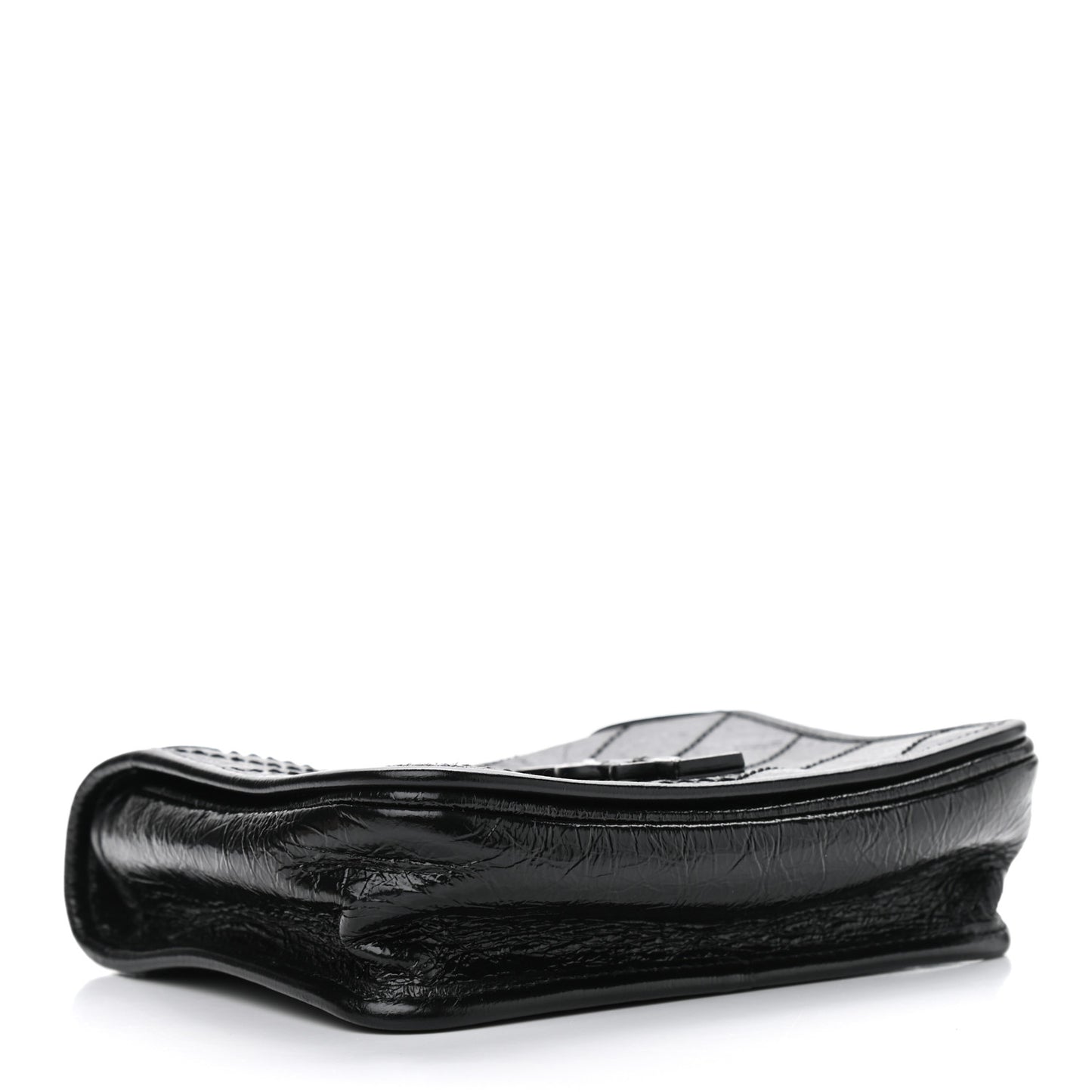 Crinkled Calfskin Matelasse Monogram Niki Chain Wallet Black