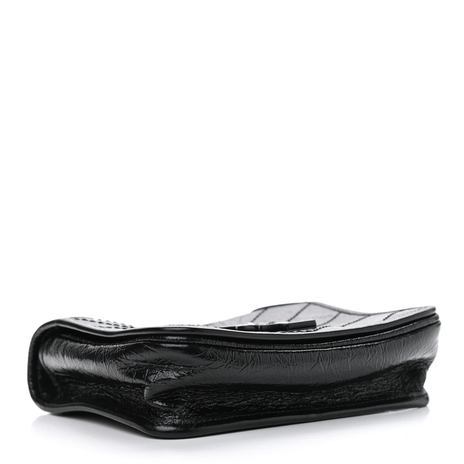 Saint Laurent Crinkled Calfskin Matelasse Monogram Niki Chain Wallet Black 4 of 12