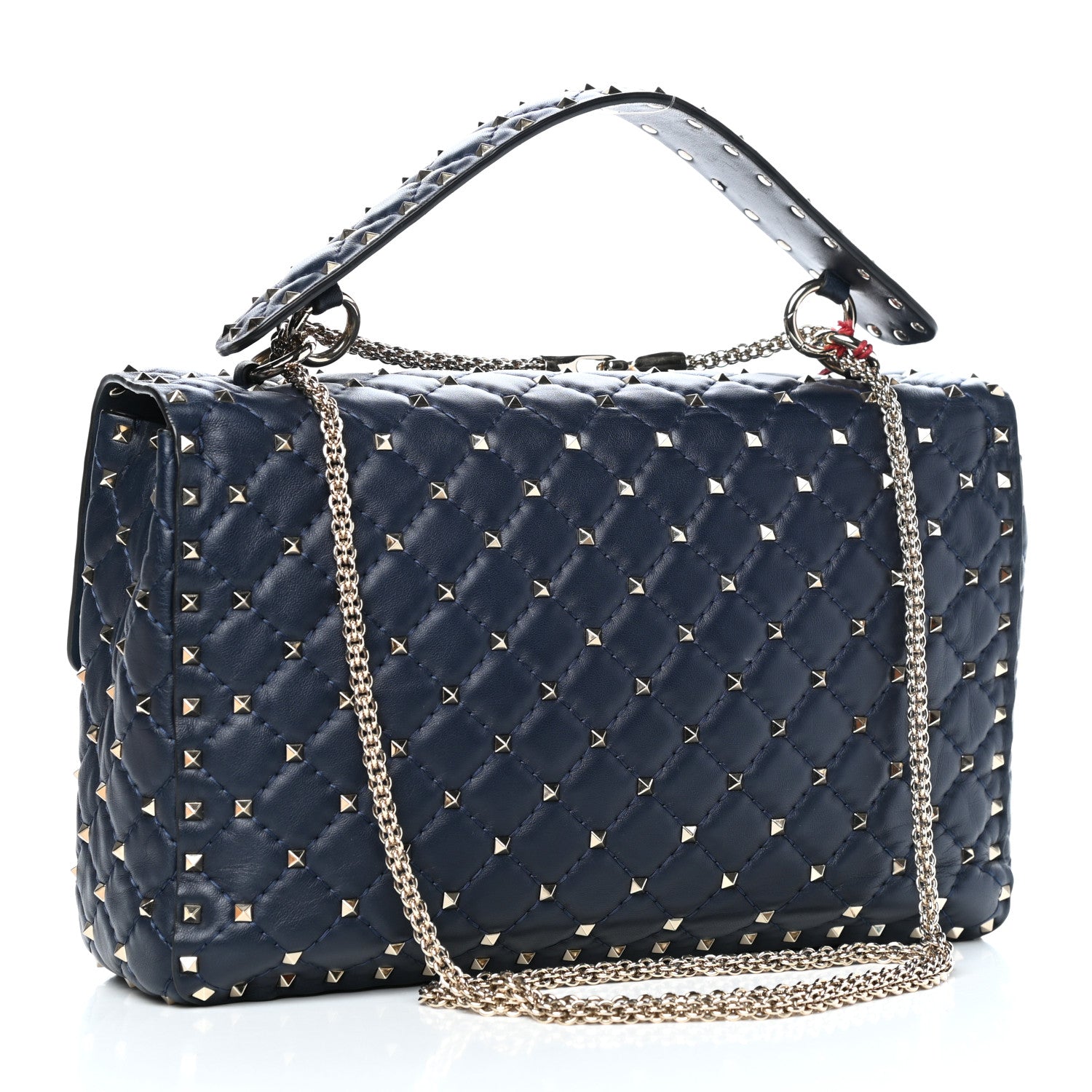 Valentino Garavani Nappa Large Rockstud Spike Shoulder Bag Marine 3 of 11