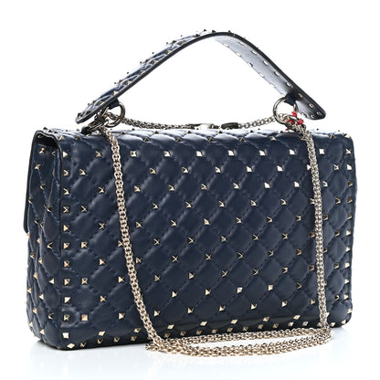 Valentino Garavani Nappa Large Rockstud Spike Shoulder Bag Marine 3 of 11
