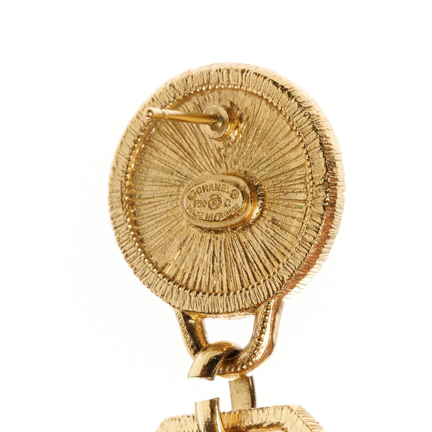 Pearl CC Tags Drop Earrings Gold