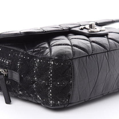 Chanel Aged Calfskin Tweed Jumbo New Portobello Flap Black 8 of 9