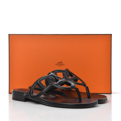 Hermes Nappa Womens Beach Sandals 37 Black 13 of 13